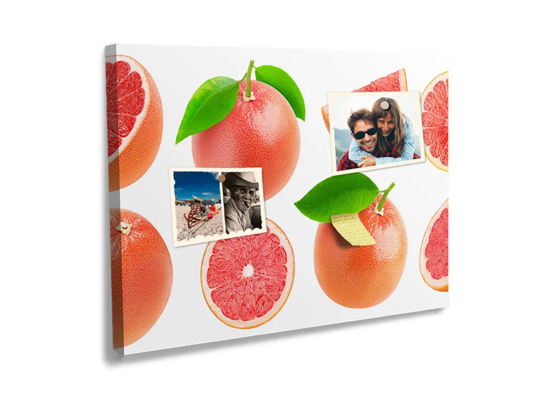 Kurkborden op canvas met grapefruit en citruspatroon – formaat 60 × 40 cm