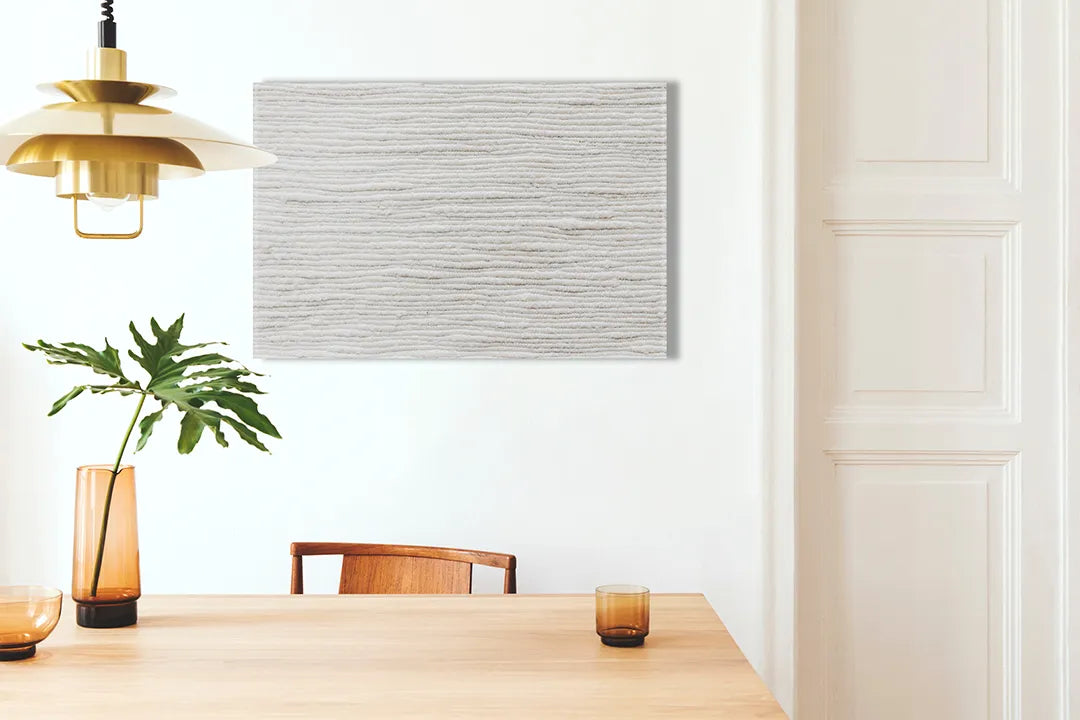Kurkborden op canvas met wit verweerd hout – formaat 100 × 70 cm