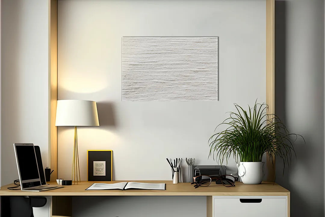 Kurkborden op canvas met wit verweerd hout – formaat 140 × 100 cm