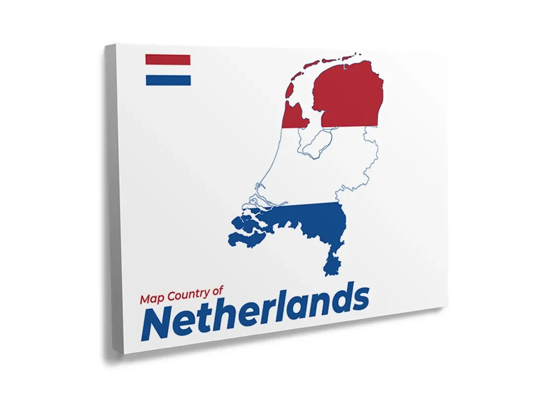 Kurkborden op canvas met kaart van nederland met vlagkleuren – formaat 120 × 80 cm