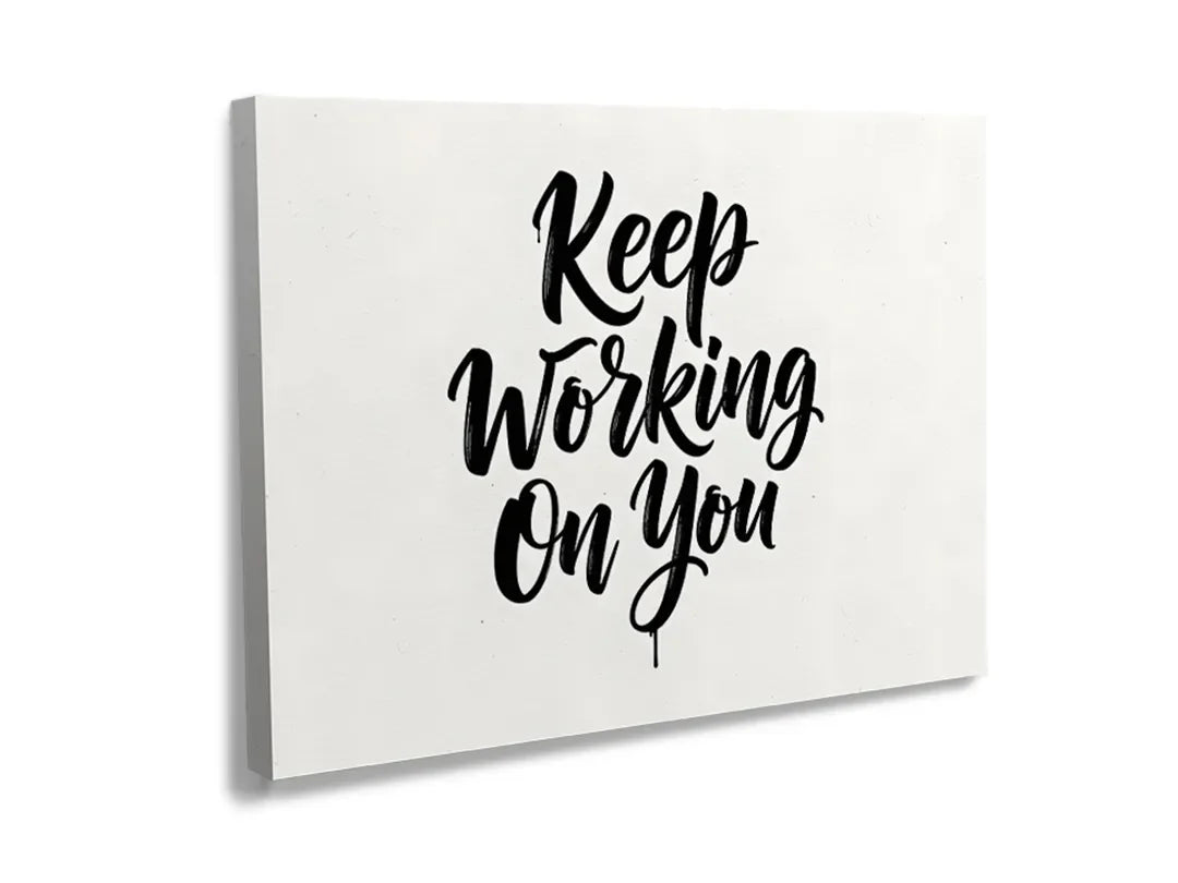 Kurkborden op canvas met keep working on you quote – formaat 120 × 80 cm