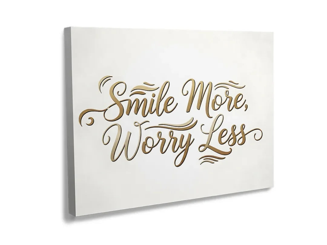 Kurkborden op canvas met smile more worry less kalligrafie – formaat 120 × 80 cm