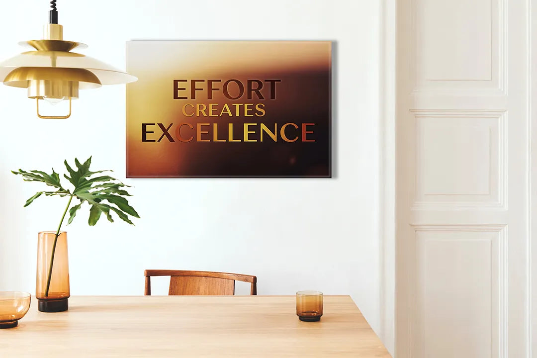Kurkborden op canvas met effort creates excellence quote – formaat 100 × 70 cm