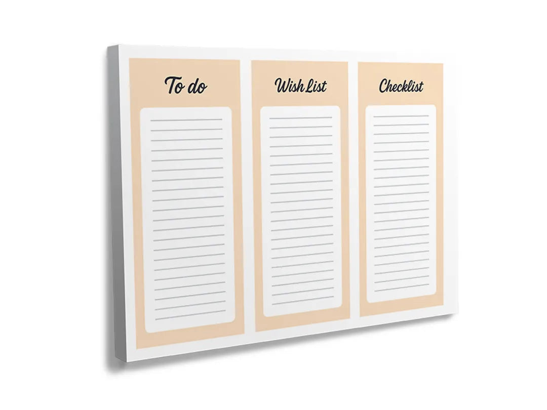 Kurkborden op canvas met driedelige to-do en boodschappenplanner – formaat 120 × 80 cm