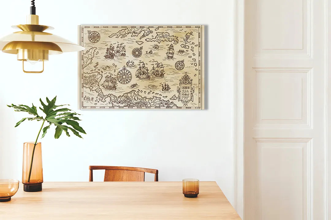 Kork-Pinnwände auf Leinwand mit antike nautische weltkarte – Format 100 × 70 cm