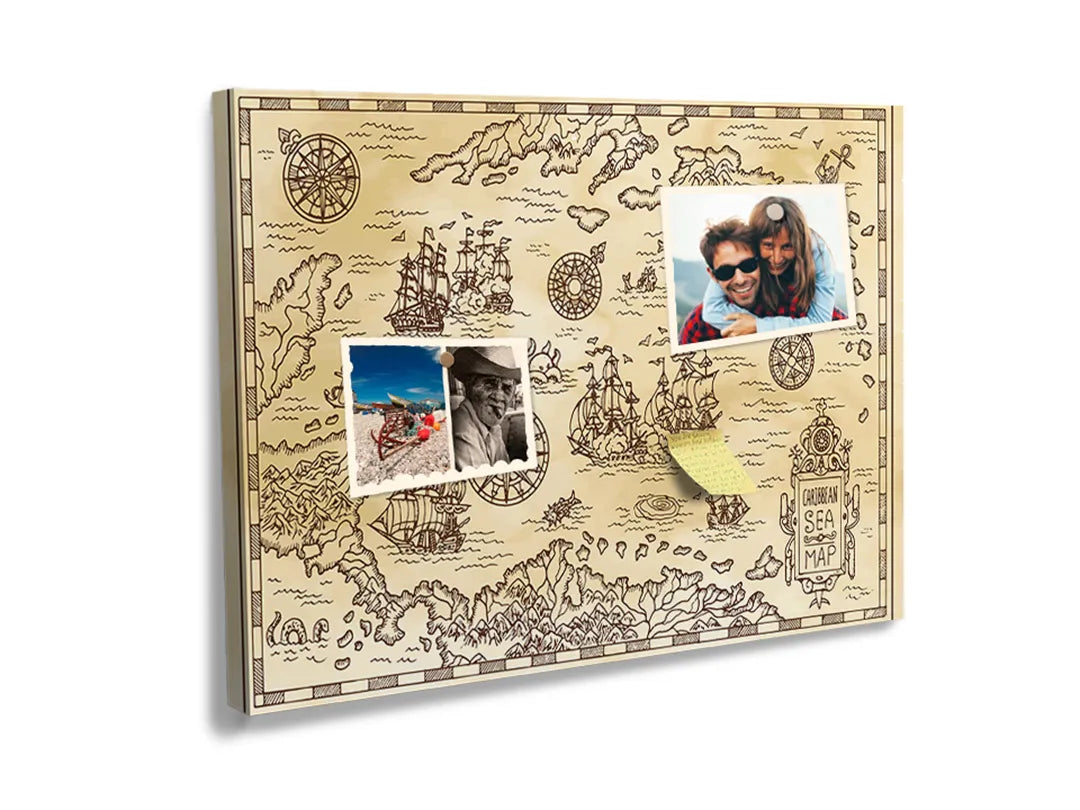 Kork-Pinnwände auf Leinwand mit antike nautische weltkarte – Format 60 × 40 cm