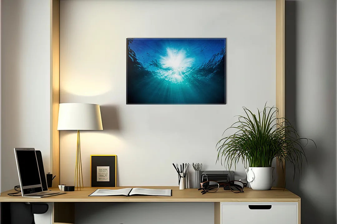 Kurkborden op canvas met zonlicht onder de oceaan – formaat 140 × 100 cm