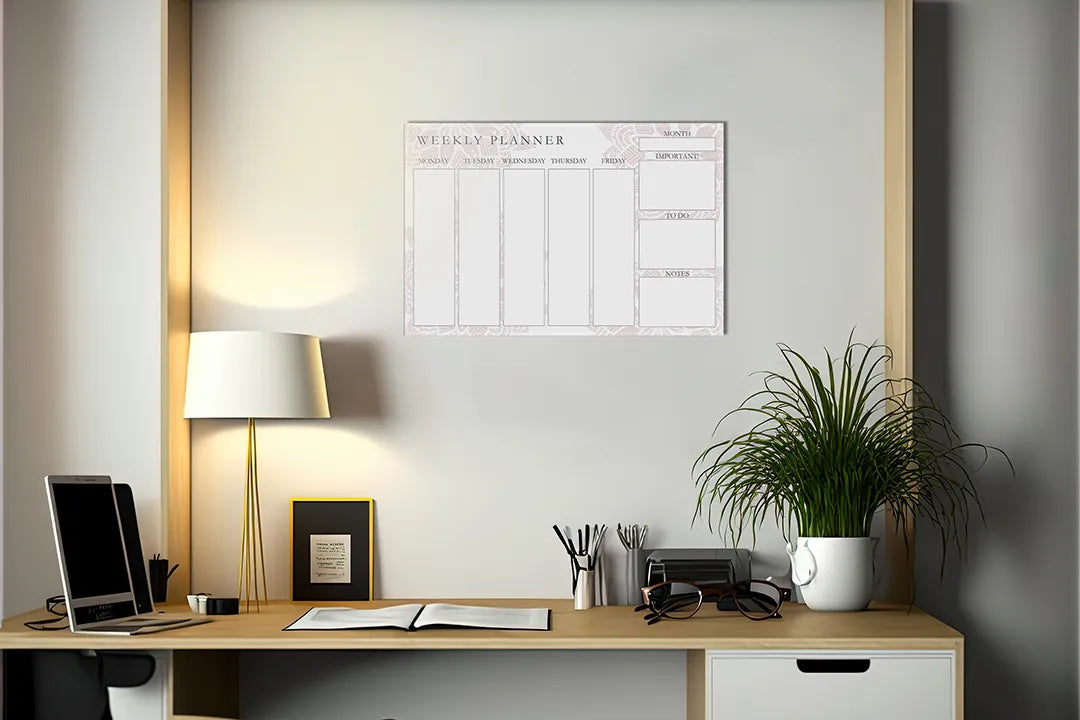 Kork-Pinnwände auf Leinwand mit pastellfarbener wochenplaner – Format 140 × 100 cm