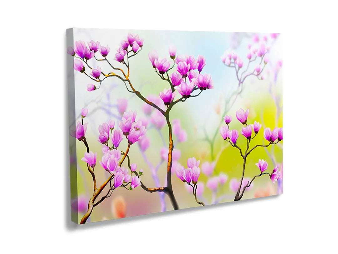 Kork-Pinnwände auf Leinwand mit rosa frühlingsblüte – Format 120 × 80 cm