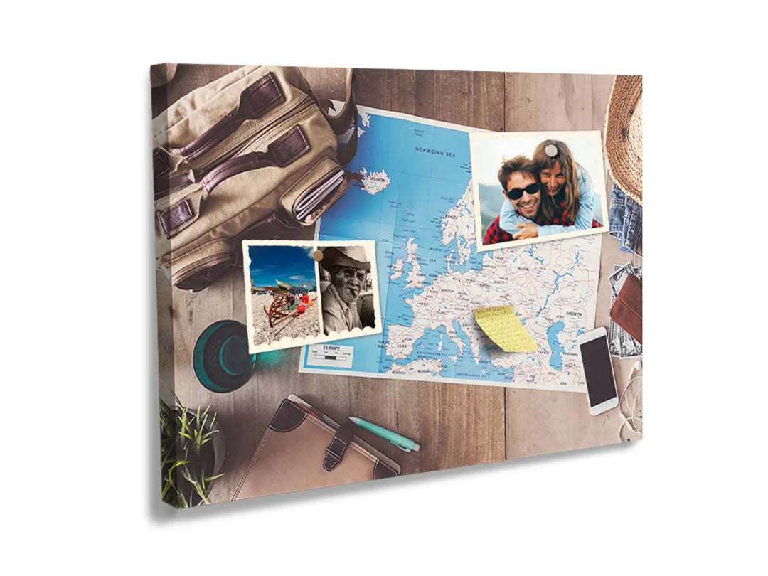 Kork-Pinnwände auf Leinwand mit reiseplanung mit europakarte – Format 60 × 40 cm