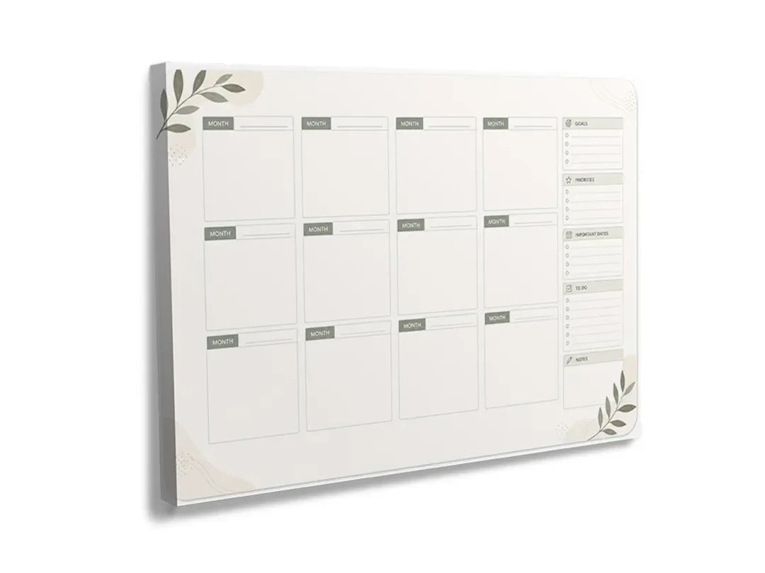 Kork-Pinnwände auf Leinwand mit minimalistischer monatsplaner – Format 120 × 80 cm