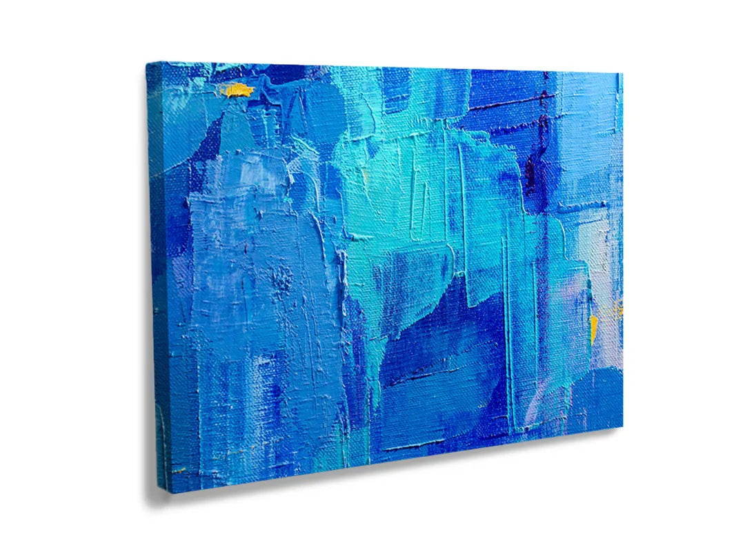 Kurkborden op canvas met abstract blauw schilderij – formaat 120 × 80 cm