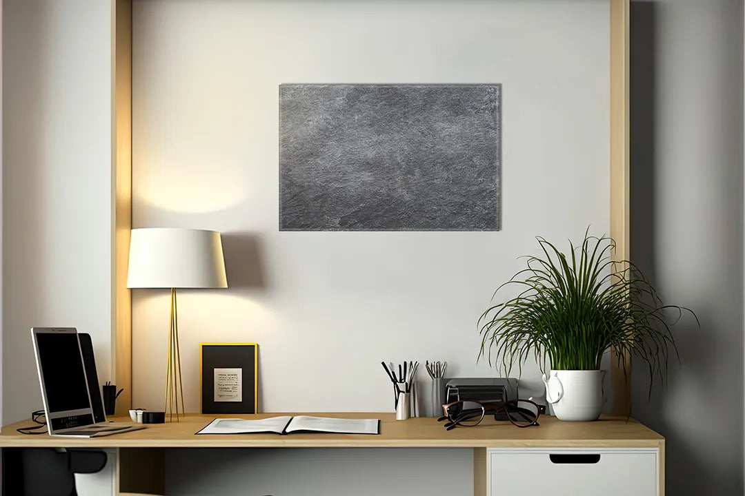 Kurkborden op canvas met donkergrijze betonstructuur – formaat 140 × 100 cm