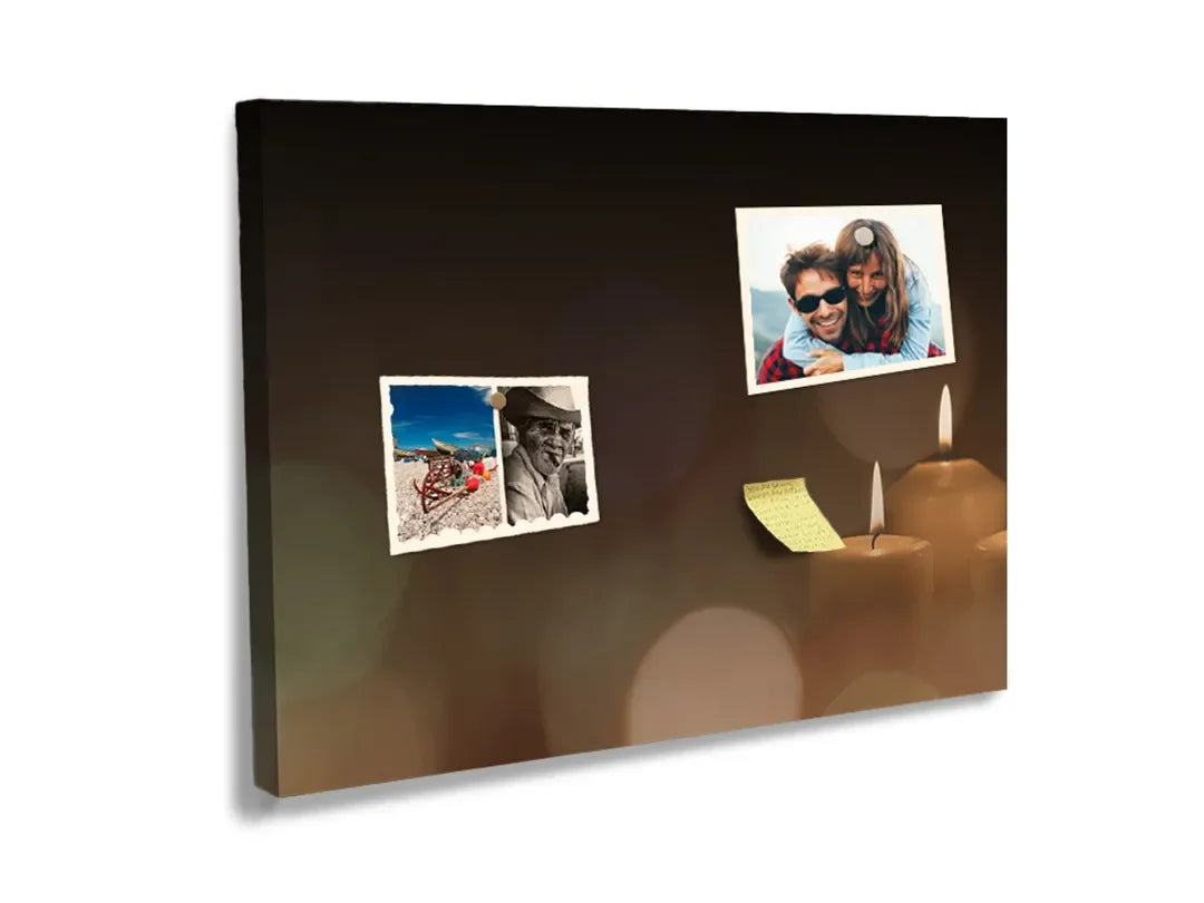 Kurkborden op canvas met kaarslicht met zachte bokeh – formaat 60 × 40 cm