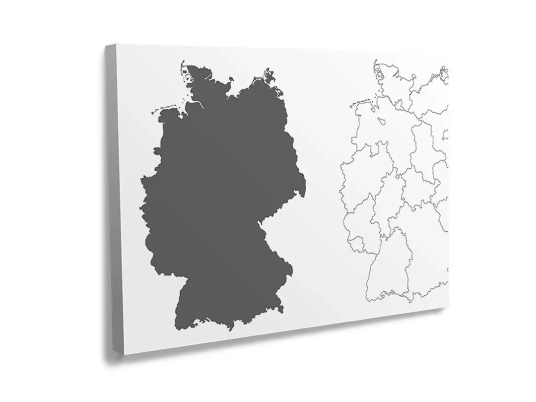 Kurkborden op canvas met kaart van duitsland in grijstinten – formaat 120 × 80 cm