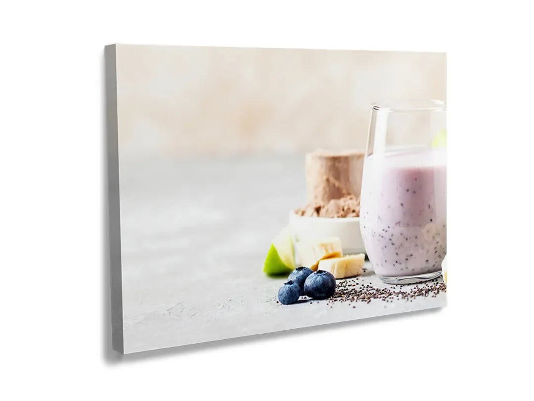 Kurkborden op canvas met gezonde smoothie met bessen – formaat 120 × 80 cm