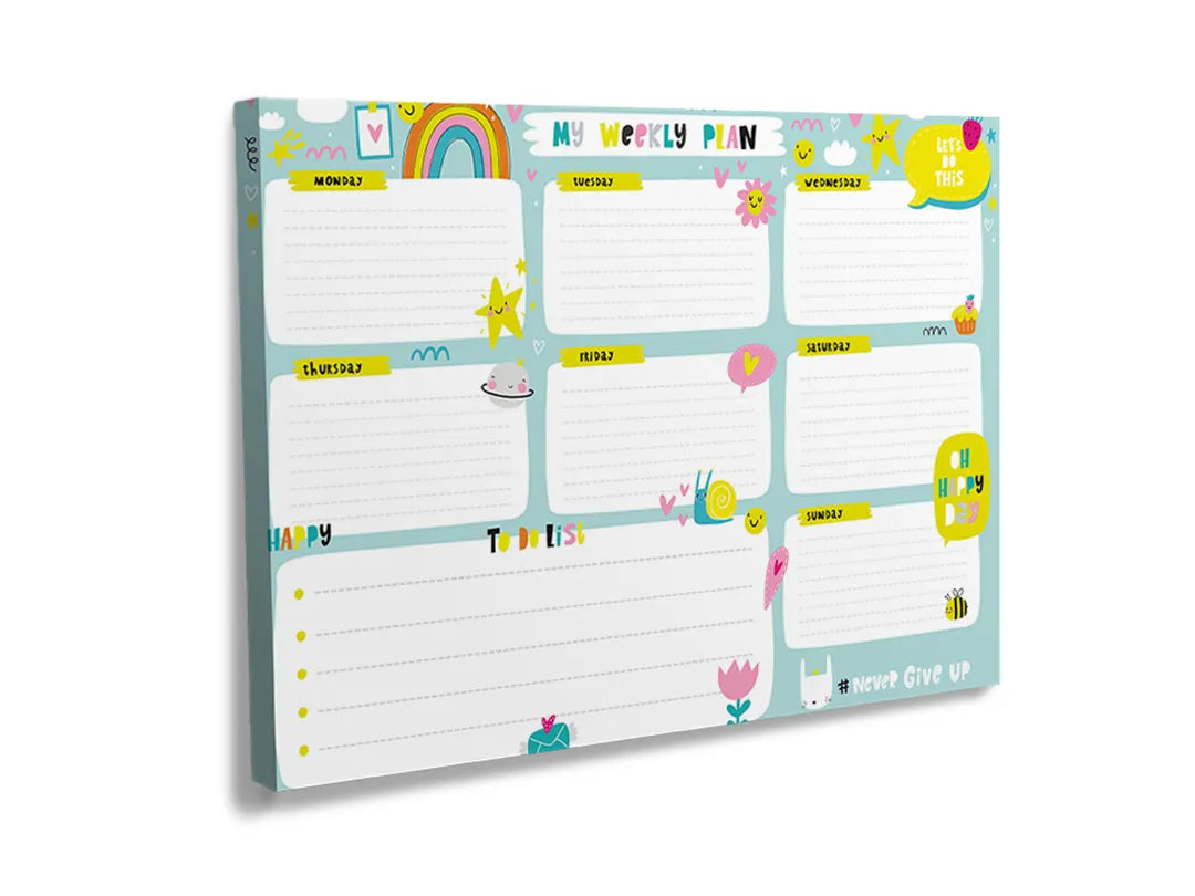 Kurkborden op canvas met kleurrijke gezinsweekplanner – formaat 120 × 80 cm