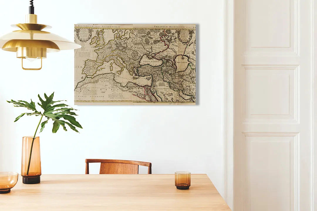 Kork-Pinnwände auf Leinwand mit antike weltkarte – Format 100 × 70 cm