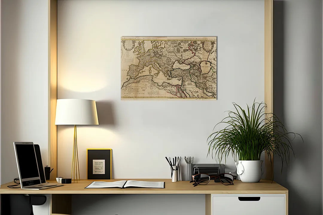 Kork-Pinnwände auf Leinwand mit antike weltkarte – Format 140 × 100 cm