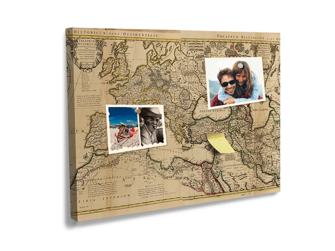 Kork-Pinnwände auf Leinwand mit antike weltkarte – Format 60 × 40 cm