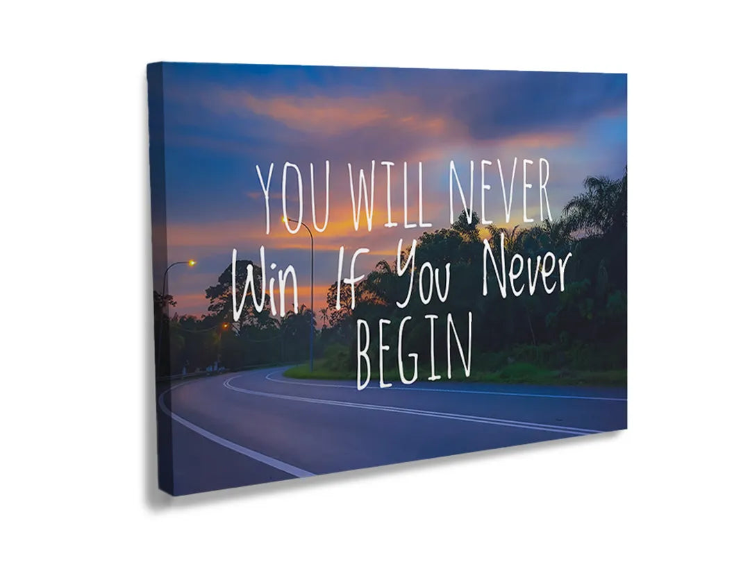Kurkborden op canvas met motiverende quote over opnieuw beginnen – formaat 120 × 80 cm