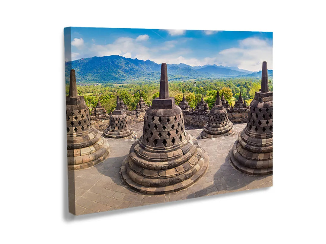 Kurkborden op canvas met boeddhistische tempel borobudur – formaat 120 × 80 cm