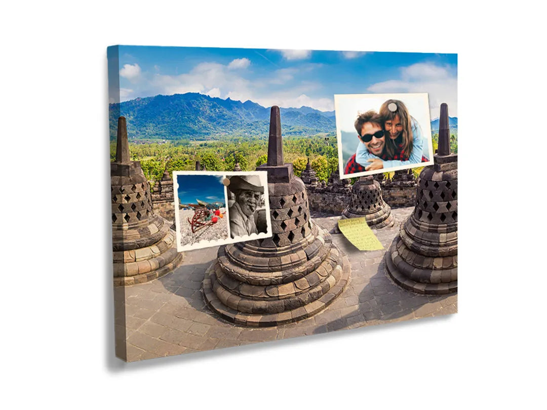 Kurkborden op canvas met boeddhistische tempel borobudur – formaat 60 × 40 cm