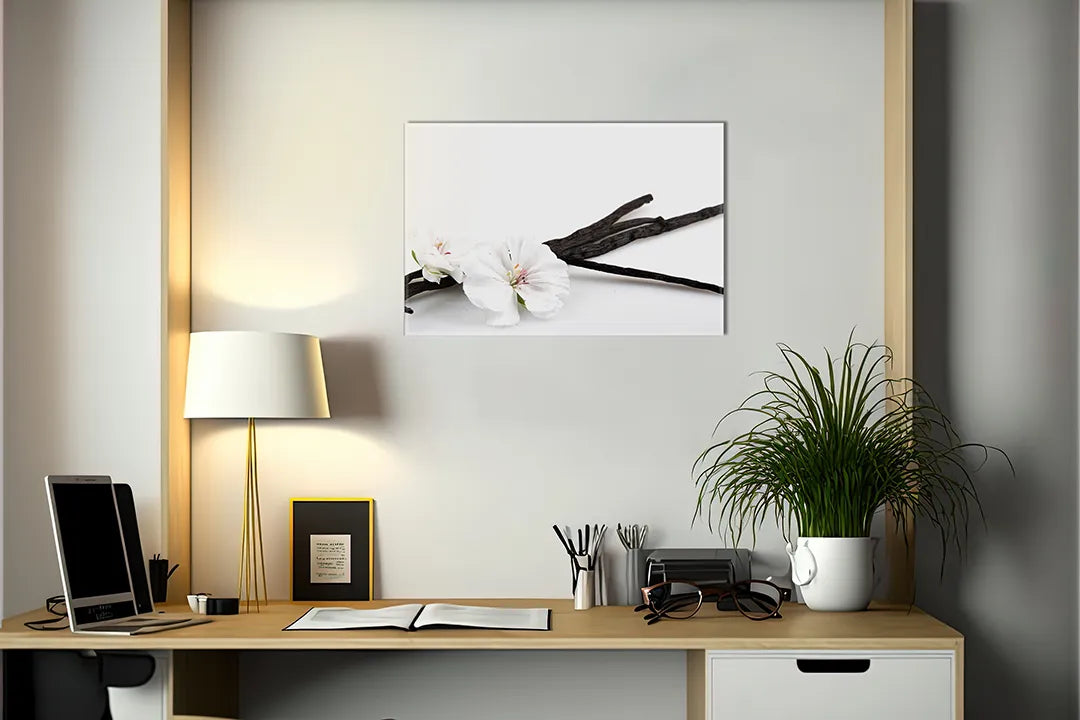 Kurkborden op canvas met vanillebloem met vanillestokjes – formaat 140 × 100 cm