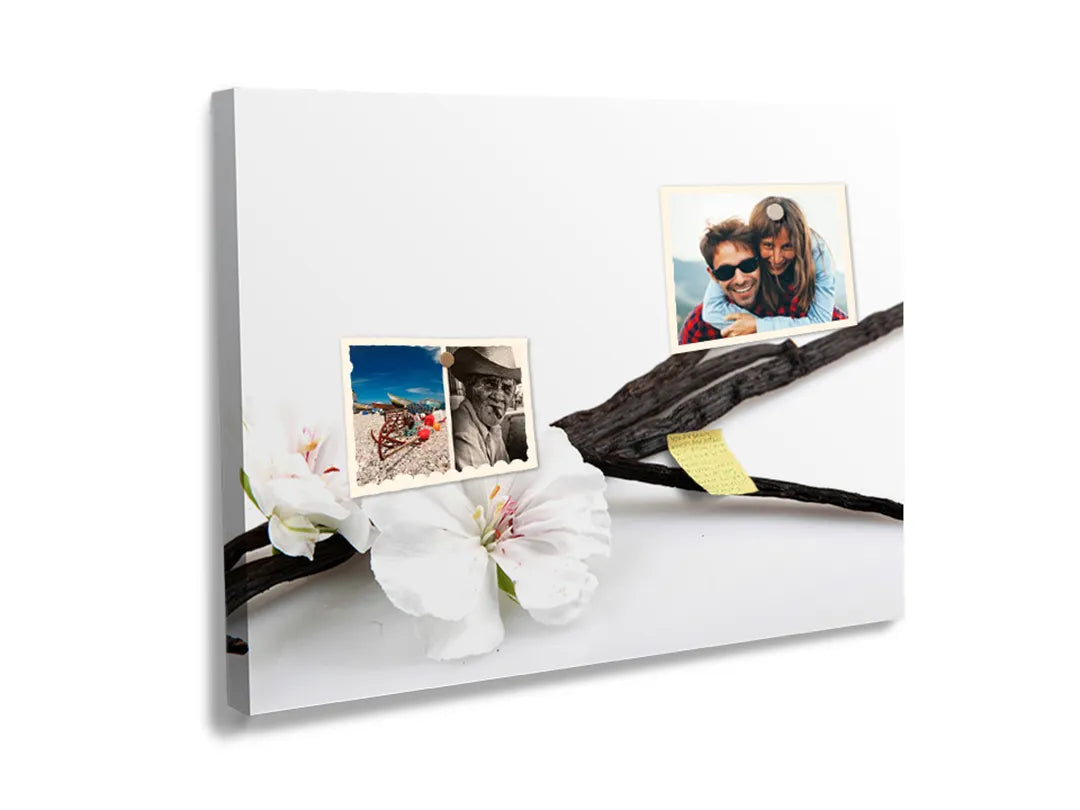 Kork-Pinnwände auf Leinwand mit vanilleblüte mit vanilleschoten – Format 60 × 40 cm