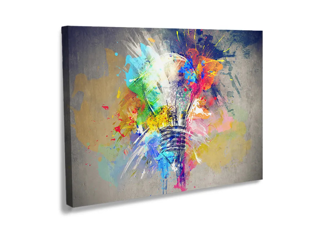 Kork-Pinnwände auf Leinwand mit bunte abstrakte glühbirne – Format 120 × 80 cm