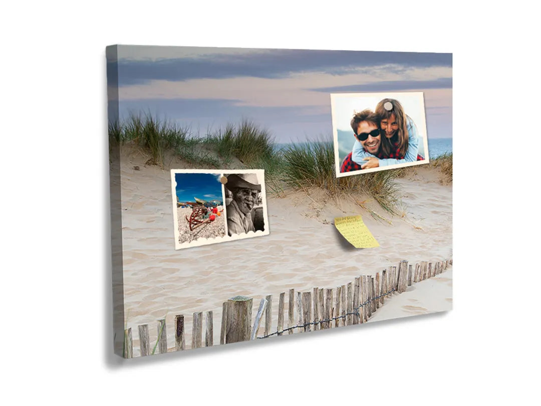 Kork-Pinnwände auf Leinwand mit dünen und ruhiger strand – Format 60 × 40 cm