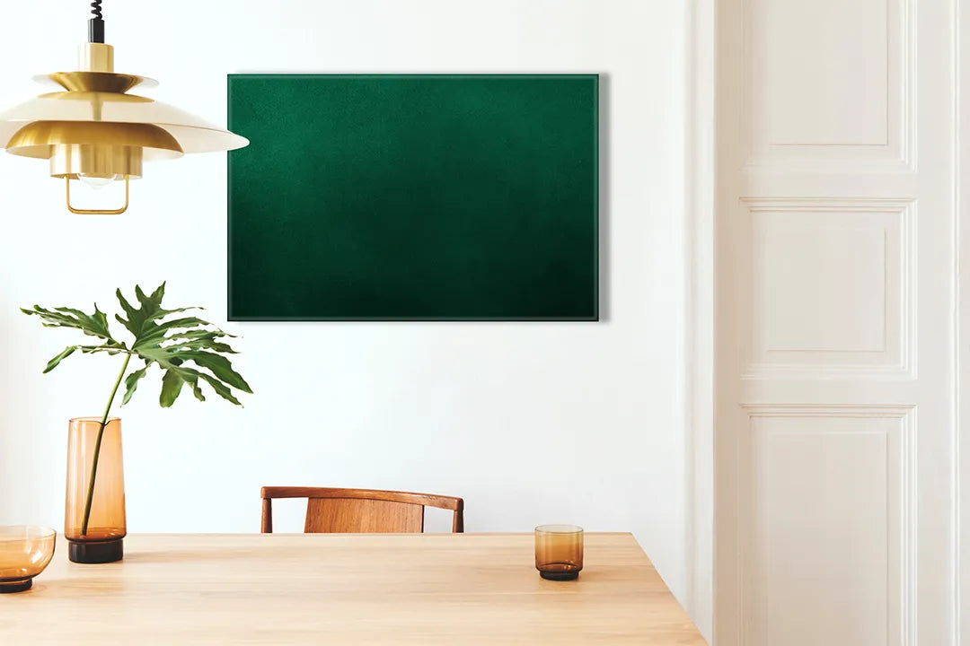 Kurkborden op canvas met donkergroene fluweelstructuur – formaat 100 × 70 cm