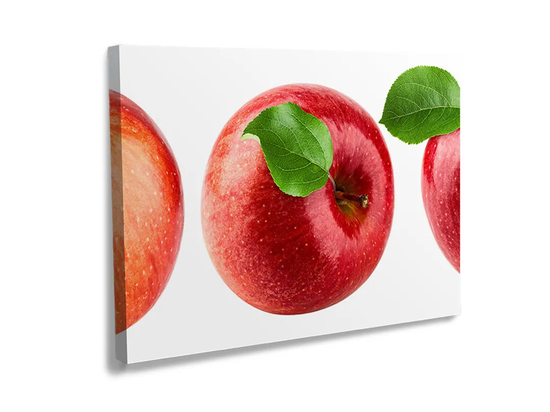 Kurkborden op canvas met rode appels op witte achtergrond – formaat 120 × 80 cm