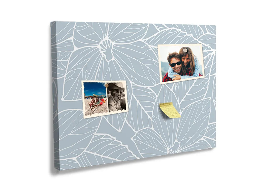 Kurkborden op canvas met wit botanisch lijnpatroon – formaat 60 × 40 cm
