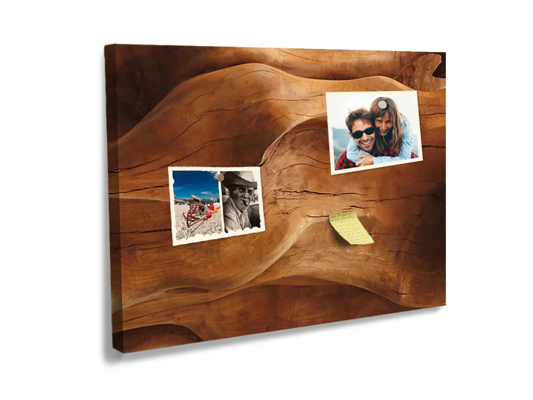 Kork-Pinnwände auf Leinwand mit gewelltes holz in warmen brauntönen – Format 60 × 40 cm