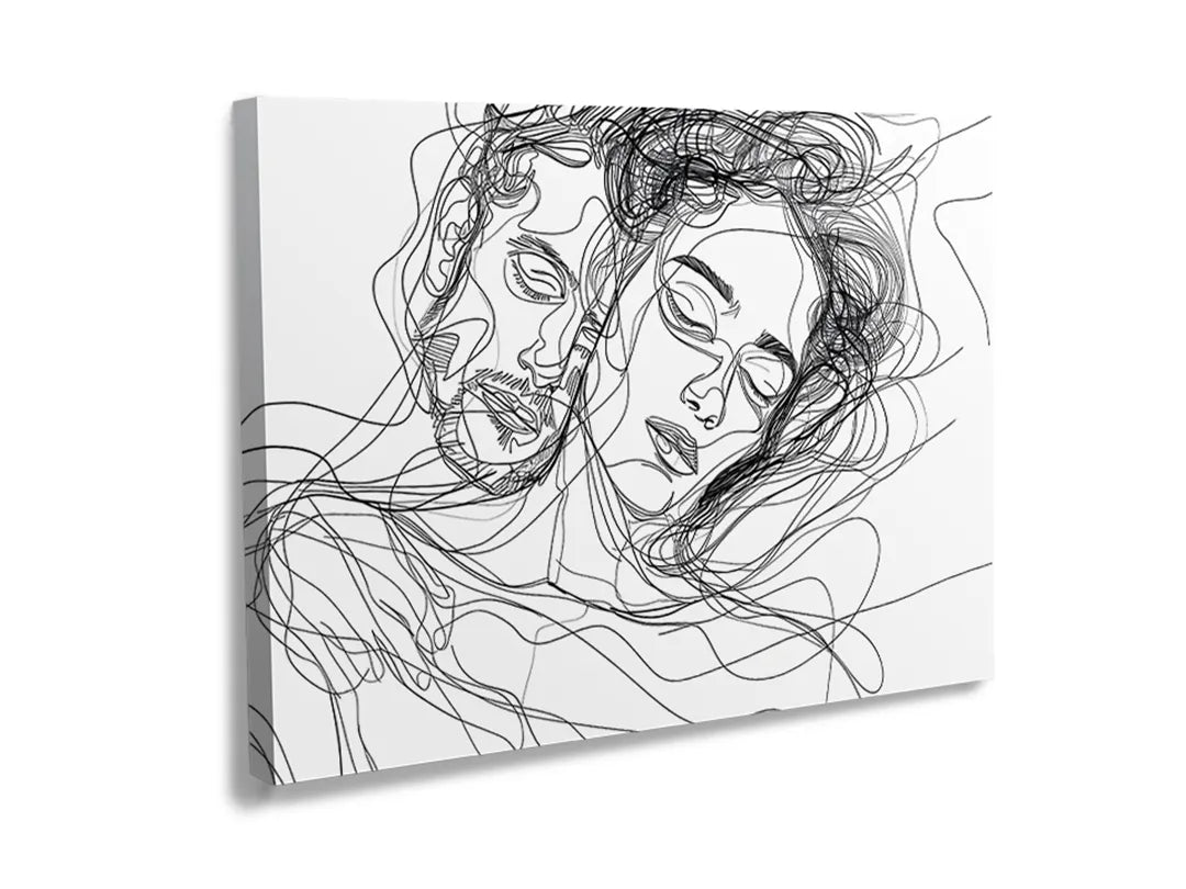 Kurkborden op canvas met expressieve lijntekening van vrouwengezicht – formaat 120 × 80 cm