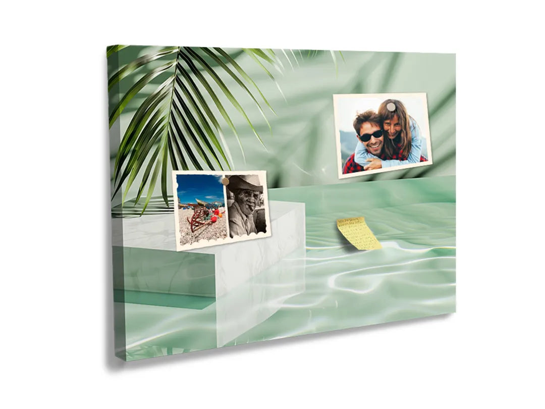 Kurkborden op canvas met minimalistische groene spa compositie – formaat 60 × 40 cm