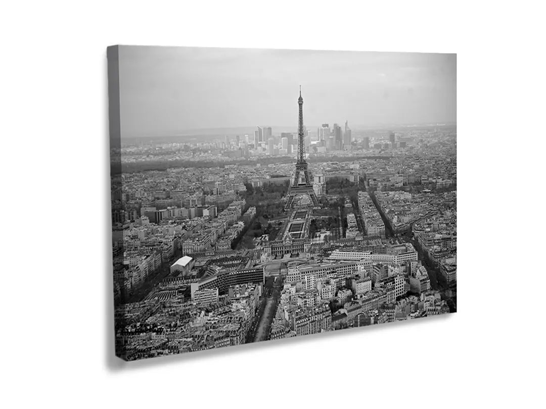 Kork-Pinnwände auf Leinwand mit schwarz-weiß-panorama von paris – Format 120 × 80 cm