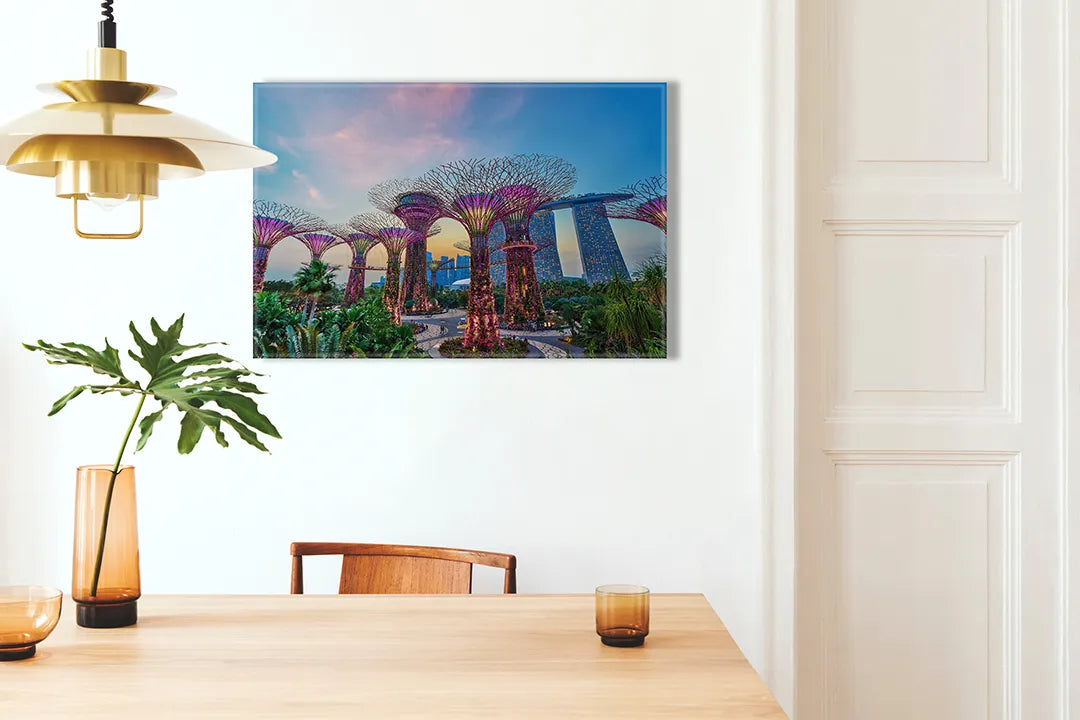 Kork-Pinnwände auf Leinwand mit futuristische gärten von singapur – Format 100 × 70 cm