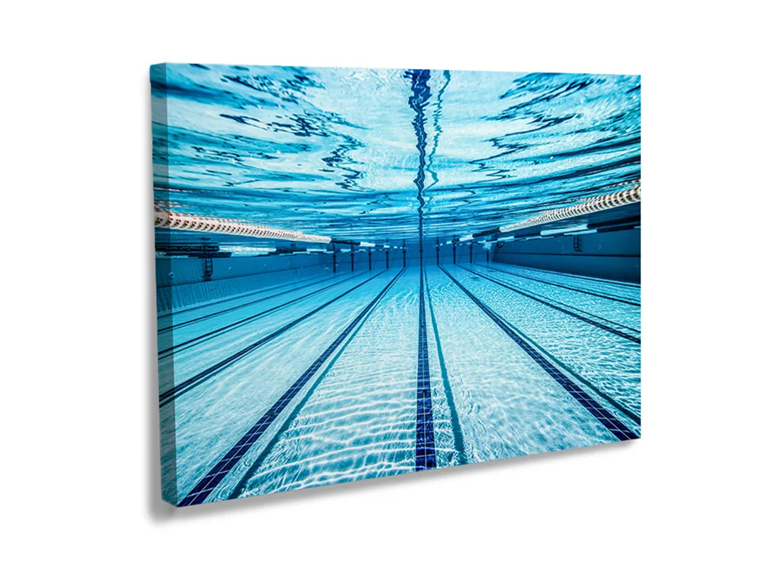 Kurkborden op canvas met zwembad onder water – formaat 120 × 80 cm