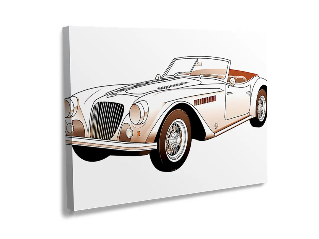 Kurkborden op canvas met klassieke cabriolet op witte achtergrond – formaat 120 × 80 cm