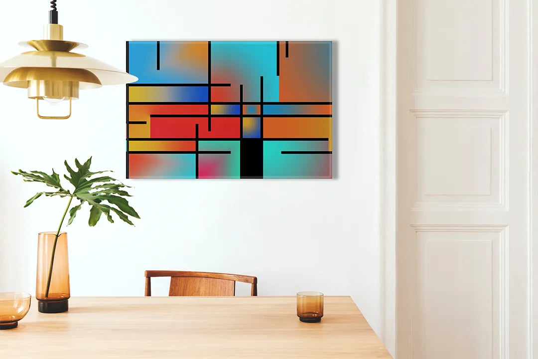 Kork-Pinnwände auf Leinwand mit geometrische farbflächen – Format 100 × 70 cm
