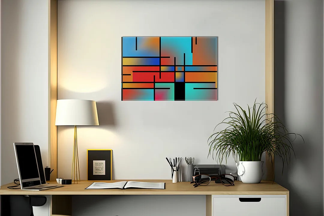 Kork-Pinnwände auf Leinwand mit geometrische farbflächen – Format 140 × 100 cm