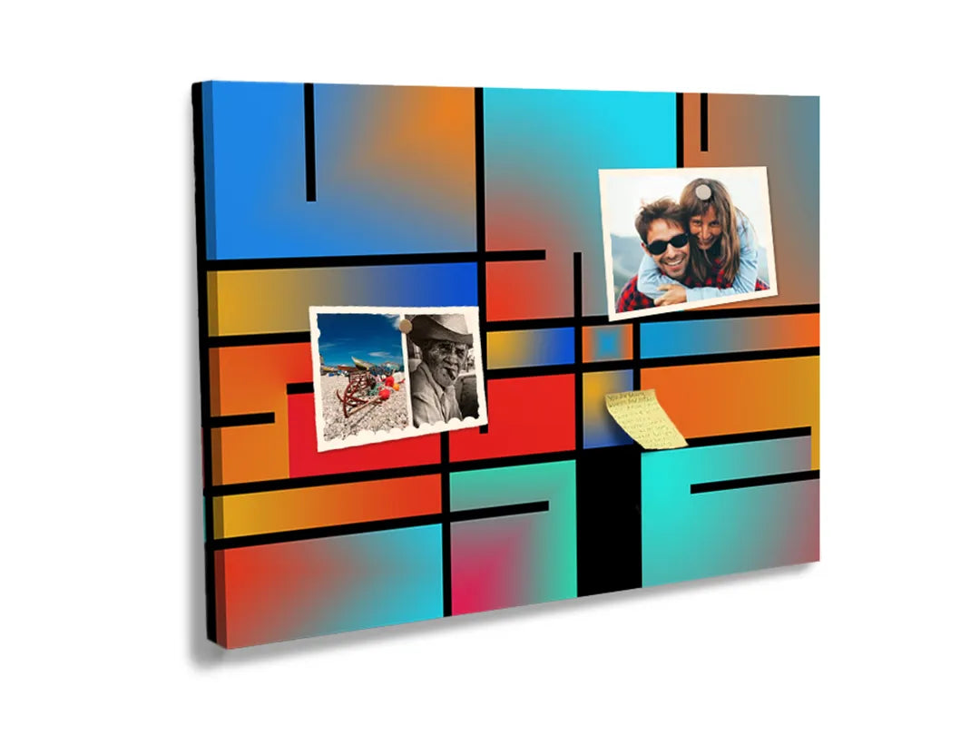 Kork-Pinnwände auf Leinwand mit geometrische farbflächen – Format 60 × 40 cm
