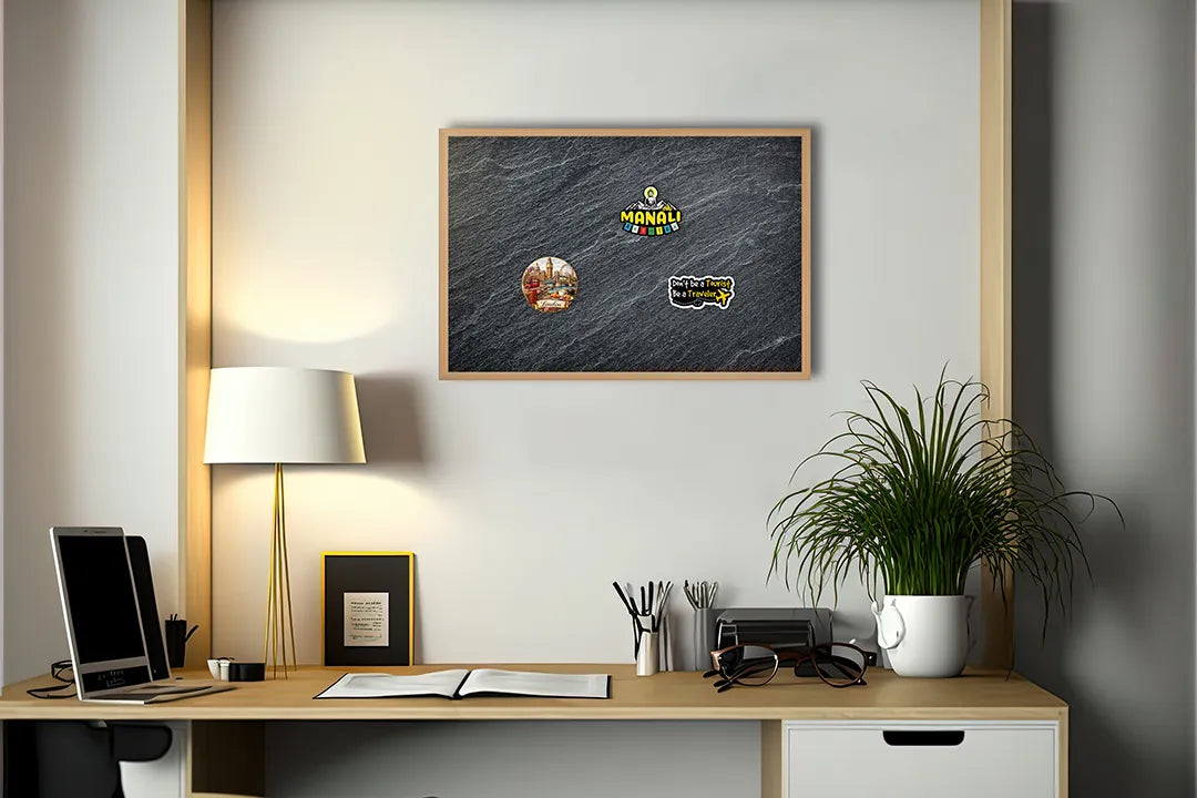 Metall Magnetboard mit hochwertigem Dunkel Leisteen Textur Design
