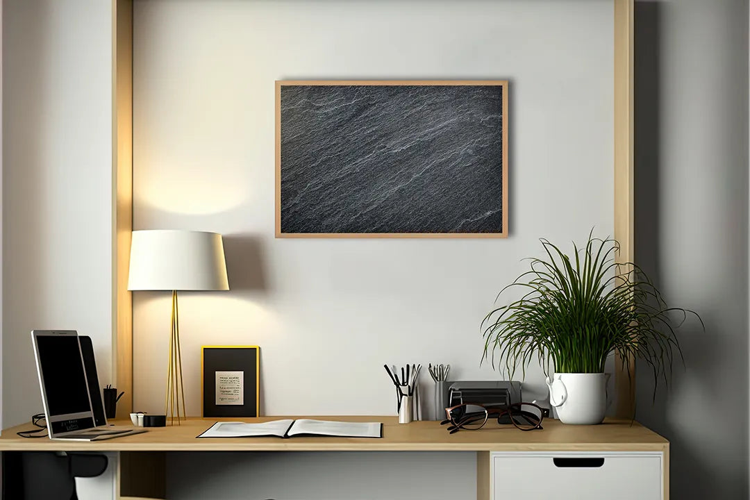 Metall Magnetboard mit hochwertigem Dunkel Leisteen Textur Design