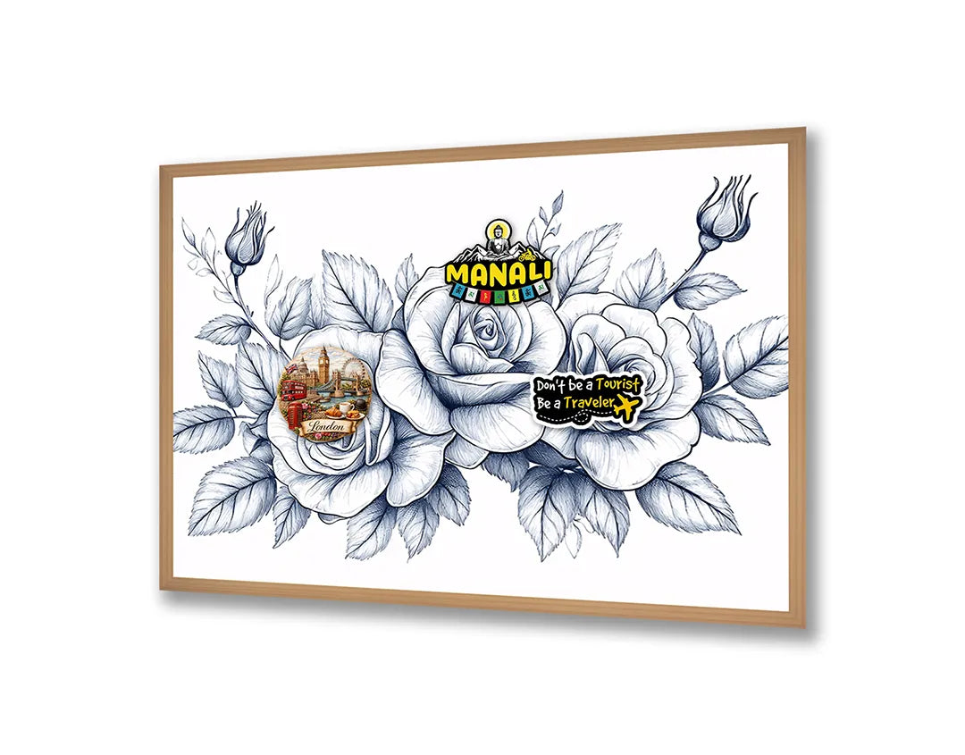 Metall Magnetboard mit hochwertigem Detaillierte Rosen Zeichnung Design
