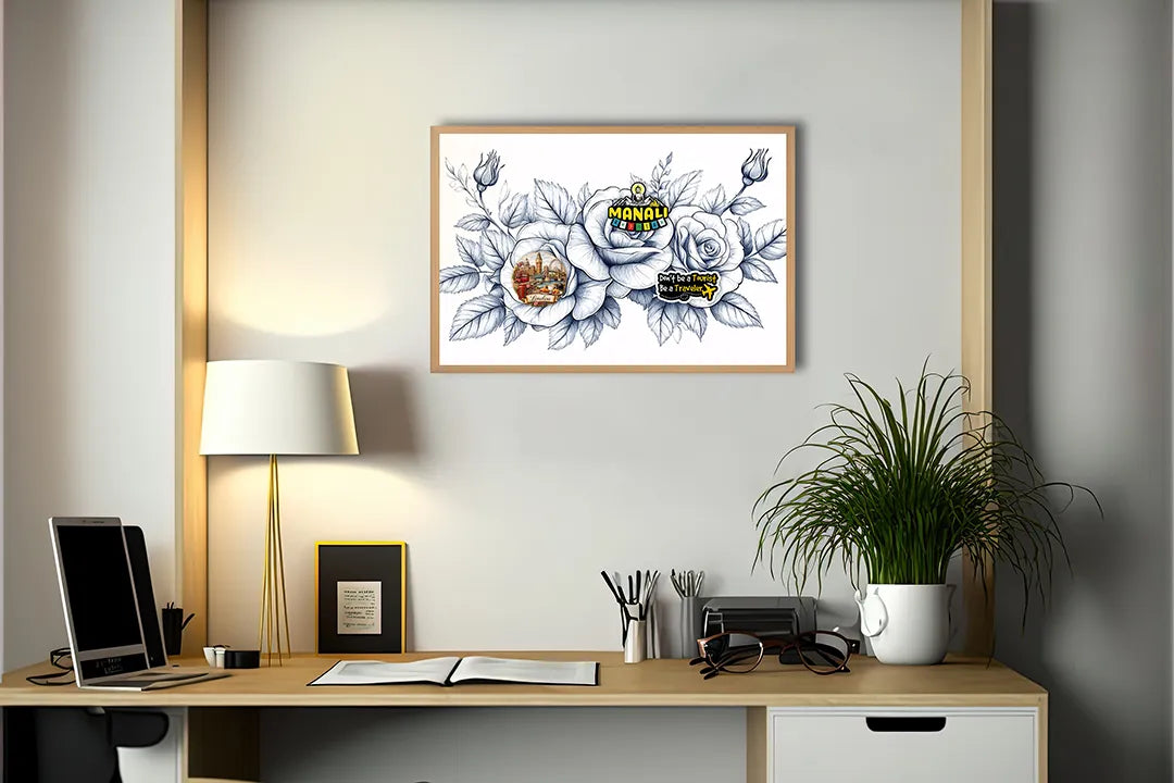 Metall Magnetboard mit hochwertigem Detaillierte Rosen Zeichnung Design