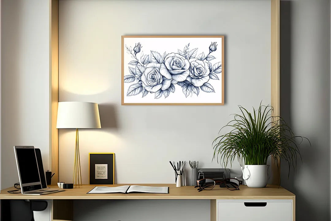 Metall Magnetboard mit hochwertigem Detaillierte Rosen Zeichnung Design