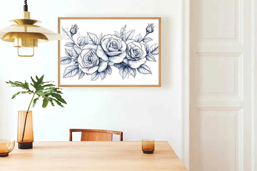 Metall Magnetboard mit hochwertigem Detaillierte Rosen Zeichnung Design